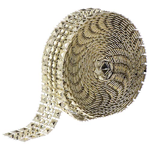 NUOBESTY 1 Rolle Reihe von Diamant imitationen Jute-Spitzenband DIY-Bänder Rot ab funkeln hochzeitsdeko wedding decoration rhinestone Strassband-Werkzeug Strassbandversorgung Plastik Golden von NUOBESTY