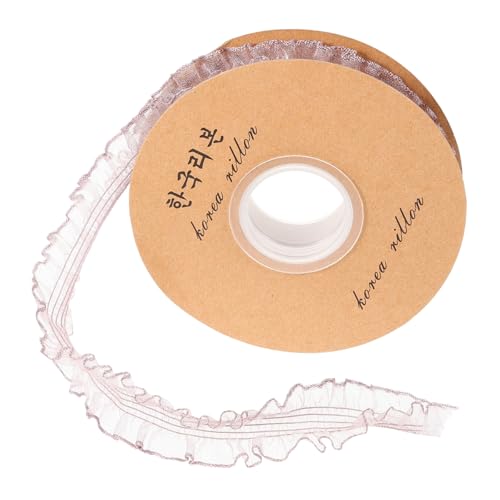 NUOBESTY 1 Rolle Stretch-spitze Bekleidungsmaterial Bänder Nähen Spitzenbänder Kleidungsspitze Spitzenband Nähen Stoffbesatz Spitzenbesatz Zum Nähen Kleidungsstücke Rosa Organza von NUOBESTY