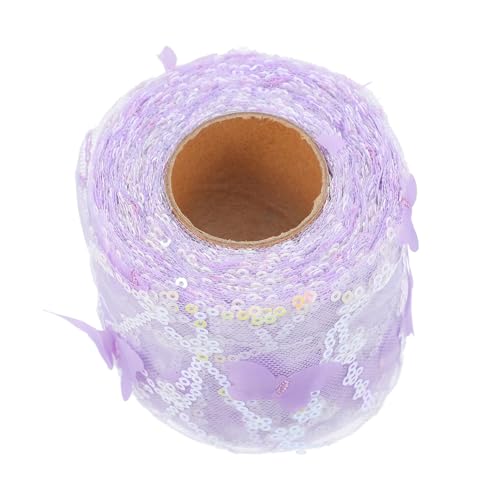 NUOBESTY 1 Rolle Tüllband Stoffband Kabel Baumwollband Gewebter Zopfbesatz Sackleinen Blaues Band Dekoration Bindeband Gürtel Seidenbänder Satinband Spitzenband Trimmen Lavender Polyester von NUOBESTY