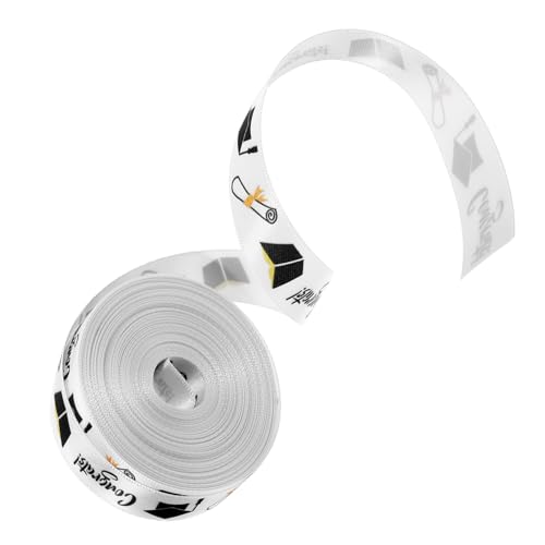 NUOBESTY 1 Rolle Verpackungsband Für Die Abschlusssaison Gekräuseltes Kräuselband Bänder Zum Basteln Abschlussband Strasssteine Hochzeit Sackleinen Gold Party Spitze Polyester Weiß von NUOBESTY