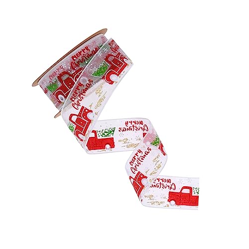 NUOBESTY 1 Rolle Weihnachtsband Schleifenband Selber Machen Rote Girlande Weihnachtsbänder Zum Basteln Rote Luftschlangen Rotes Dekor Weihnachtsverpackungsband Spitzenband Polyester Weiß von NUOBESTY