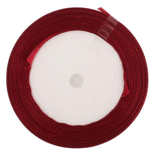 NUOBESTY 1 Rolle Weinrotes Band Rotes Kräuselband Weihnachtsbänder Blumenstraußband Farbige Bänder Stoff Satinband Geschenkband Verpackungsbänder Rotes Wickelband Polyester von NUOBESTY