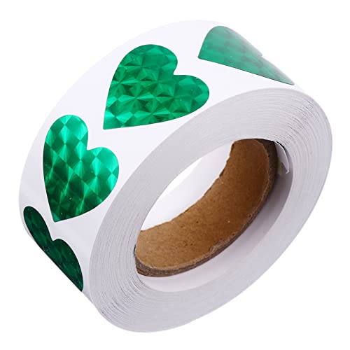 NUOBESTY 1 Rolle -herzaufkleber Papiertüte Liebe Dekoratives Etikett Selbstklebender Strass-sticker Siegel Aufkleber Wiederverwendbar Aufkleber Etiketten Punkt Kraft Green Laserpapier von NUOBESTY