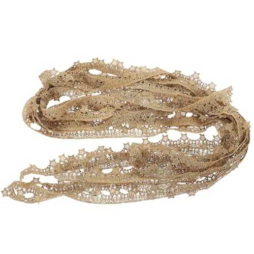 NUOBESTY 1 Rolle wasserlösliche Stickspitze plissiertes Spitzenband Polyester-Spitzenbesätze Strass-Spitze wedding decoration valentine decoration Spitzenbesatz DIY nähen trimmen Golden von NUOBESTY