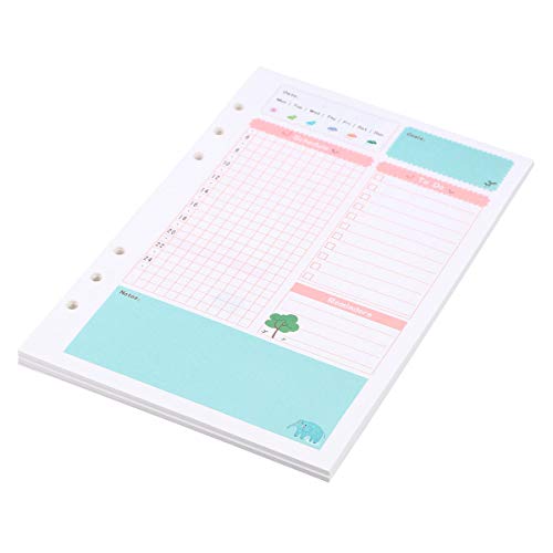 NUOBESTY 1 STÜCK Bunte A5 Größe 6 Löcher Loose Leaf Papierfüller Nachfüllungen für Spiralblock Täglich Planer Notizblock (Täglichen Plan Muster) von NUOBESTY