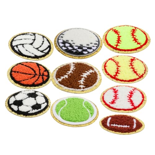 NUOBESTY 1 Satz 1 Satz Fußball Stickerei Aufnäher Sport Aufnäher Zum Aufbügeln Baseball Stoff Basketball Aufnäher Fußball Aufnäher Zum Aufbügeln Für Kleidung Aufnäher Zum 10 Stück von NUOBESTY