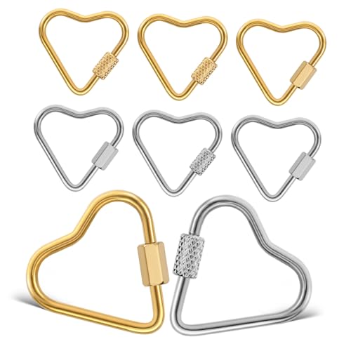 NUOBESTY 1 Satz 1 Set Karabiner Kleine Federkarabinerhaken Mini Herz Schlüsselanhänger Halter Schmuckherstellung Schnallen Schlüsselanhänger Herzform Verschlussclip 8 Stück von NUOBESTY