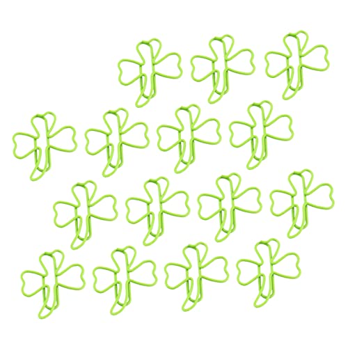 NUOBESTY 1 Satz 15 Stk Büroklammer Aus Kleeblatt Exquisite Für Papier Süße Grüne Blattnotizclips Mini Große Büroklammern Büroklammer Für Fotodatei Chip-clips Umspritzen Green von NUOBESTY