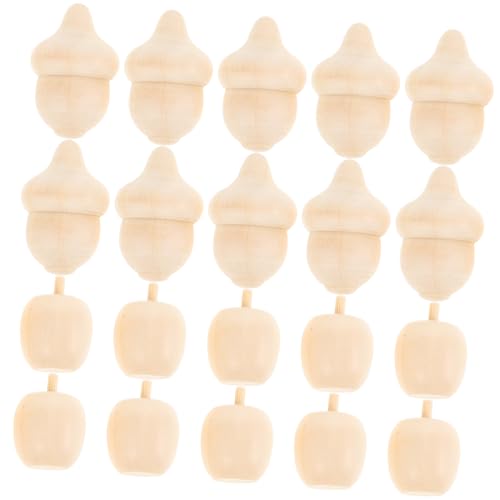 NUOBESTY 1 Satz Apfelornament Aus Holz Leere Holzstatue Unvollendetes Eichelhandwerk Bastelzubehör Unfertige Holzfigur Holzornamentbündel Diy-holzornament-set Deko-accessoire Beige 20st von NUOBESTY