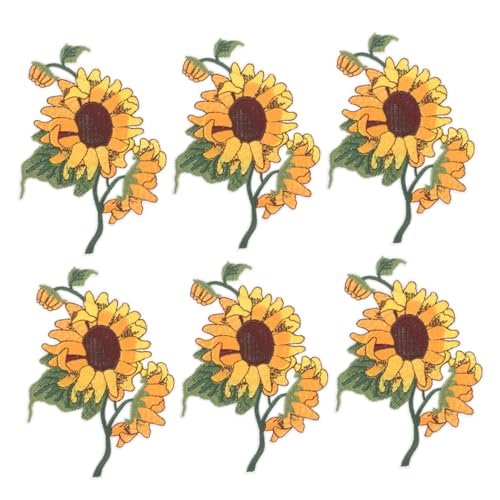 NUOBESTY 1 Satz Applikationen Blumenmuster Blumenbeete Aufnäher Floraler Aufnäher Stickereiflicken Für Bekleidung Flicken Aufbügeln Blumenflecken Stoffflecken Vlies Yellow 6st von NUOBESTY