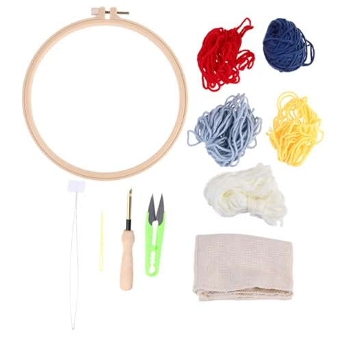 NUOBESTY 1 Satz Bastelwerkzeug Für Kinder Punch-stickerei-kit Stickset Für Anfänger Bastel-stanznadel-set Stanznadel-starter-kit Stickerei-basis-kit Stickpackung Zum Stricken Bambus von NUOBESTY