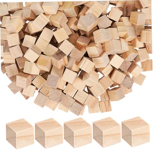 NUOBESTY 1 Satz Bausteine Bastelmaterial Holzpuzzle Rohlinge Für Projekte Leere Kacheln Linde Zum Schnitzen Schnitzblöcke Holzquadrate Bastelwürfel Aus Holz Kiefernholz Khaki 300st von NUOBESTY