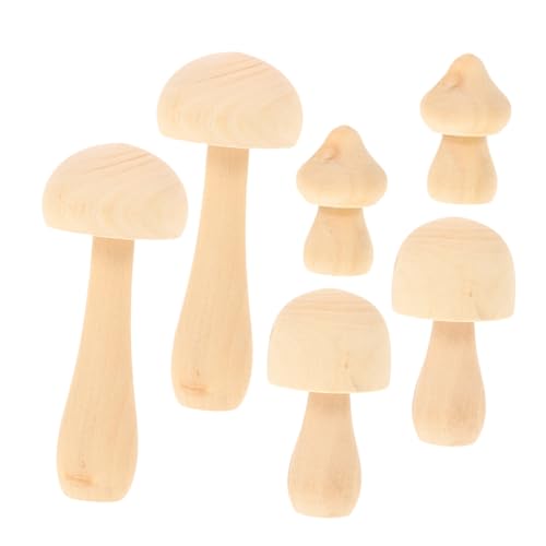 NUOBESTY 1 Satz Bemalte Pilzverzierung Pilze Pilz-nachtlicht Pilzzuchtset Pilz-kit Pilz-tischlampe Pilz Kissen Pilzdekor Basteln Unfertige Pilzpflöcke Pilzhandwerk Für Holz Beige 6st von NUOBESTY