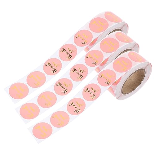 NUOBESTY 1 Satz Benutzerdefinierter Aufkleber Danke Karten Personalisierte Sticker Personalisierte Aufkleber Vielen Dank, Dass Sie Aufkleber Gefeiert Haben Etikettenaufkleber Rosa 3 Rollen von NUOBESTY