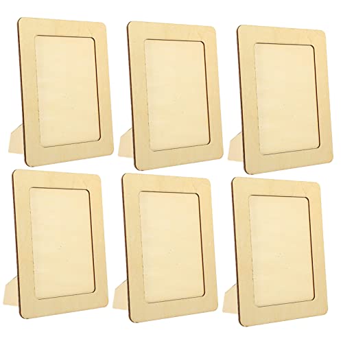 NUOBESTY 1 Satz Bilderrahmen Bastelset Basteln Für Children Toys Kinderspielzeug Bausatz Tonperlen Interessanter Bausatz Fotohalter Zur Herstellung Von Zubehör Holz Beige 6st von NUOBESTY