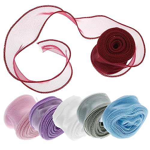 NUOBESTY 1 Satz Blumenwickelband Girlande Lametta Band Zum Verpacken Vasen Streamer Seidenband Ribbon Bandfeile Schleife Multifunktions-bastelband Geschenkband Polyester 6 Rollen von NUOBESTY