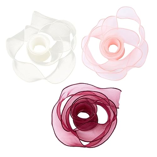 NUOBESTY 1 Satz Blumenwickelband Valentinstag Verpackungsband Bänder Zum Verpacken Sackleinenband Rosa Schleife Geschenkpaketband Seidenband Ribbon Dekoratives Band Geschenkband Garn 3st von NUOBESTY