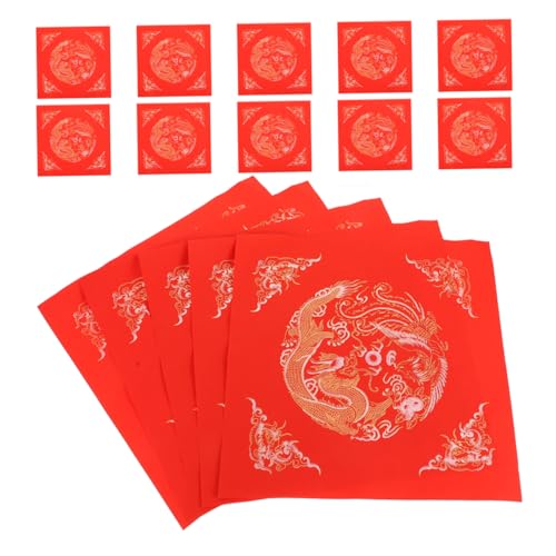 NUOBESTY 1 Satz Chinesisches Rotes Xuan Papier Chinesisches Rotes Couplet Papier Rotes Handgemachtes Quadratisches Rotes Papier Reispapier Fu Charakterpapier 20 Stück von NUOBESTY