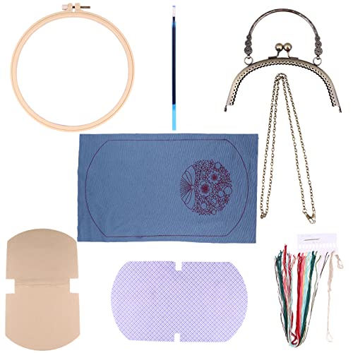 NUOBESTY 1 Satz DIY-Material-Kit Anfänger Herstellung Bausätze Zubehör Kreuzstichpackungen repair kit embroidery set knit set Stickbeutelmaterial Taschenmaterial selber machen Stoff Violett von NUOBESTY