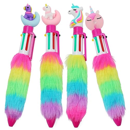 NUOBESTY 1 Satz Einhorn Kugelschreiber Neuheitstifte Süßer Stift Schreibwaren Mehrfachfarbener Stift Cartoon-stifte Scrapbooking-stifte Geformte Stifte Mehrfarbiger Stift Plastik 4 Stück von NUOBESTY