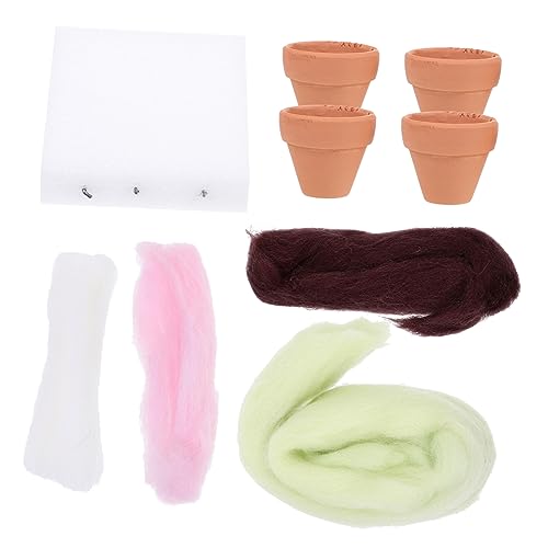 NUOBESTY 1 Satz Fühlte -spaß Bausatz Aus Wollfilz Bonsaischalen-filzset Nähstanze Für Anfänger Nadelfilzset Für Tiere Nadelfilz-set Wollfaser Zum Filzen Bonsai-kit Nadelfilz-kits Wolle von NUOBESTY