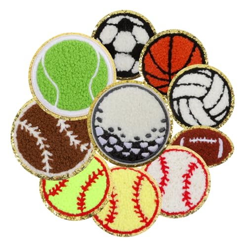 NUOBESTY 1 Satz Fußball-stickpatch Fußball-aufnäher Für Stirnbänder Baseball Patches Zum Aufbügeln Stickereiflecken Baseball-patch Stickerei-basketball-patch Ball-patches Chenille 10st von NUOBESTY