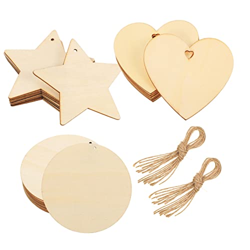 NUOBESTY 1 Satz Hackschnitzel Zum Aufhängen Von Löchern Holzscheiben Basteln Weihnachten Desmet Decor Led Anlage Weihnachtsdeko Leere Holzkreise Naturholzkreise Hanfseil Light Brown 30st von NUOBESTY