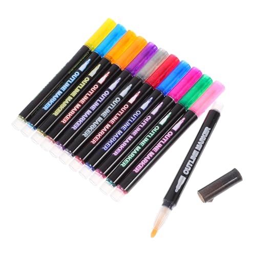 NUOBESTY 1 Satz Handkonto-text Marker Stanzfreie Halterung Einteiliges Brillenetui Materialabziehbilder Aufkleber Leuchtmarker Set Notizbuch Marker Bulk-marker Glitzermarker Plastik 12st von NUOBESTY