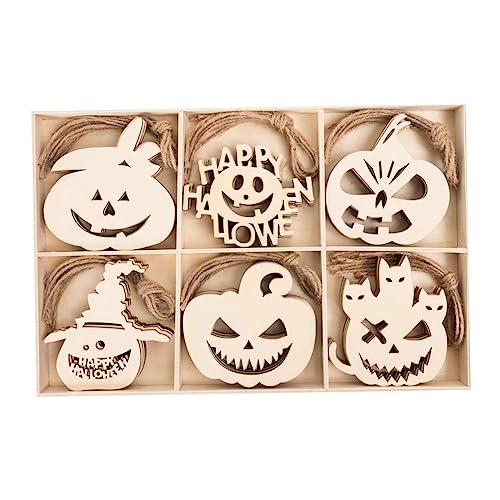 NUOBESTY 1 Satz Hangtag Aus Holz Malen Sie Markierungen Heimdekoration Rot Tür Halloween Dekoration Halloween-dekoration Halloween-anhänger Selber Machen Diy Hölzerner Artware-anhänger 60st von NUOBESTY