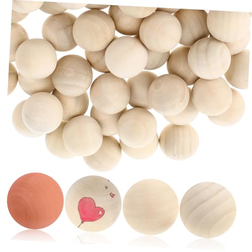 NUOBESTY 1 Satz Hemu Runder Ball Holzkugeln Zum Basteln Naturholzkugeln Kleine Holzperlen Zum Basteln Holzkugeln Ohne Löcher Handwerkliche Produkte Aus Holz Beige Lotusbaum 50 Stück von NUOBESTY