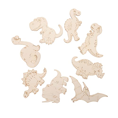 NUOBESTY 1 Satz Hölzerne Dinosaurier-chips Handmalerei Für Hand Malerei Für Toys Tablette Zeichenblock Für Dinosaurier-design-holzspäne Designchips Aus Holz 8st von NUOBESTY