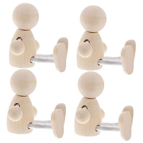 NUOBESTY 1 Satz Holzspielzeug Mini-puppen Miniatur Mädchen Dolly Holzfiguren Für Malerei Holzfiguren Bastelset Leichte Holzpuppen Pflock Leute Aus Holz Menschen Figuren 4 Stück von NUOBESTY