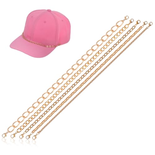 NUOBESTY 1 Satz Hutkette Baseball-cap-kette Hosenketten Metallketten Für Hüte Ketten Mit Verschluss Kettendekore Für Hüte Trucker-cap-ketten Trucker-hut-zubehör Kappenkette Golden Kupfer von NUOBESTY