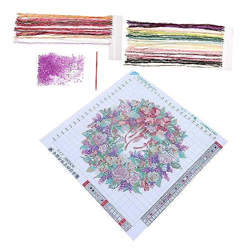 NUOBESTY 1 Satz Kranz Kreuzstich Stickerei-Wand-Dekor Stickerei-Kunsthandwerk Stickerei-Starter-Kit Blumen-Stickset professionelle Stickrahmen stickwerkzeug selber machen Polyester von NUOBESTY