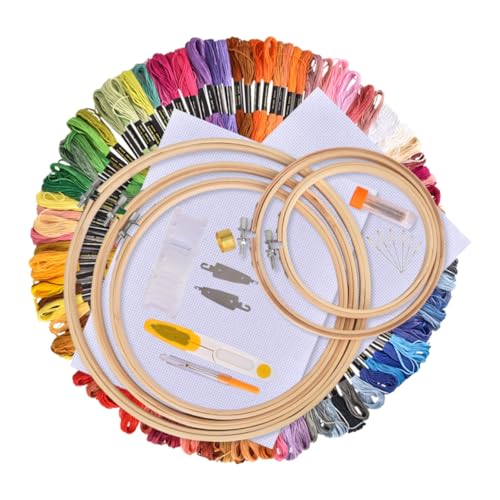 NUOBESTY 1 Satz Kreuzstichgarnsatz embroidery set stickrahmen set Stickgarn in Regenbogenfarben stickzubehör selber machen multifunktionswerkzeug Materialien zum Sticken Kreuzstichzubehör von NUOBESTY