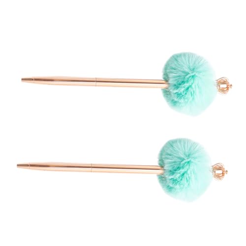 NUOBESTY 1 Satz Kugelschreiber Schreibstift Für Schüler Pompon-stift Pom-pom-stift Unscharfer Stift Geschenkstift Für Mädchen Kawaii-stifte Krone Flauschiger Stift Rostfreier Stahl 2st von NUOBESTY