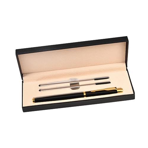 NUOBESTY 1 Satz Kugelschreiber-set Büro Stift Gold Name Metallmarkierungsstifte Spezieller Stift Boxen Mit Deckel Transporter Roter Stift Schwarze Stifte Textmarker Black Rostfreier Stahl von NUOBESTY