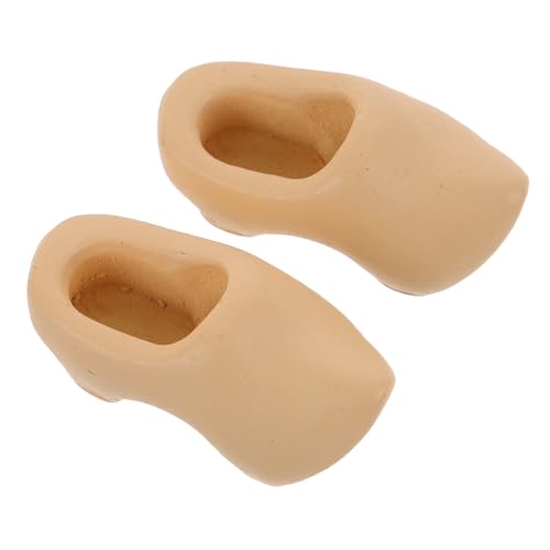 NUOBESTY 1 Satz Mini Holländische Holzschuhe Puppenzubehör Hausschuhe Puppenschuhe Puppenhochstuhl Puppenhaus Dekoration Unvollendete Holzschuhe Mini-schuhe Dekorative Klompen Beige 2st von NUOBESTY