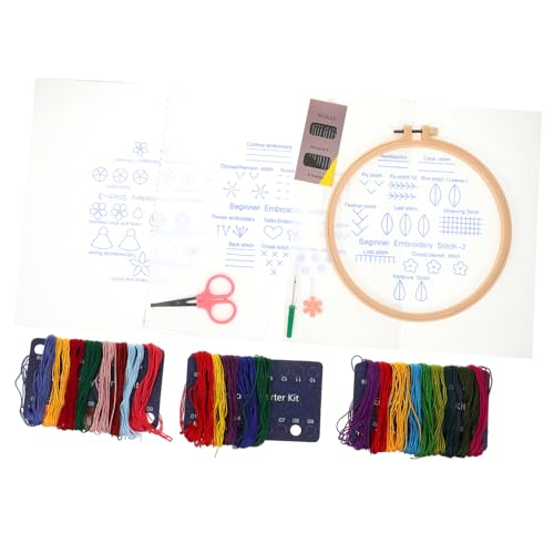 NUOBESTY 1 Satz Nähmaschine Für Anfänger Stich-kit Material Zum Sticken Handgefertigte Stickpackungen Stickset Für Anfänger Blumen-kit Stickerei-diy-kit Bausatz Nähsets Rostfreier Stahl von NUOBESTY