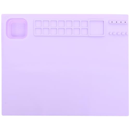 NUOBESTY 1 Satz Palette Lackierstation Silikonmatte Elektronische Bausätze Selber Machen Lötmatte Gekritzel Farbmischtafel Mit Becher Einstellbar Nudelholz Zum Backen Kieselgel Violett von NUOBESTY