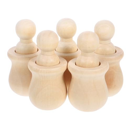 NUOBESTY 1 Satz Puppen-holzglas-set Puppen Aus Holz Bemalbare Holzfiguren Unfertige Holzpuppen Peg-puppen Unbemalte Holzfiguren Puppendekor Aus Holzpflöcken Bastelpuppen Khaki Hölzern 5st von NUOBESTY