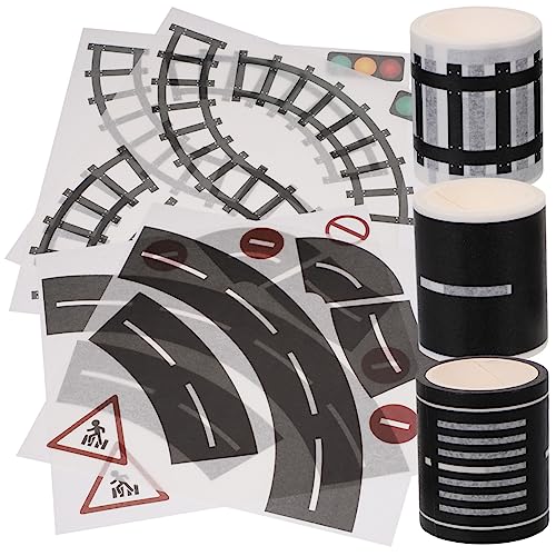 NUOBESTY 1 Satz Schienenkleber Tonband abspielen Zubehör für Autospielzeug Auto Aufkleber Geschenkband verkehrserziehung verkehrsschilder kind DIY eisenbahn aufkleber Verkehrsband Papier von NUOBESTY