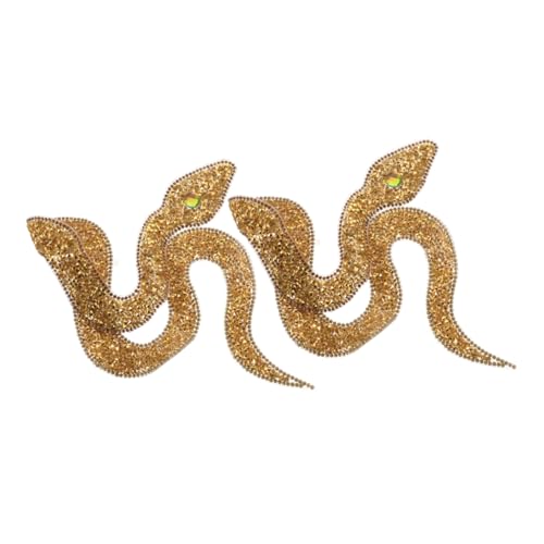 NUOBESTY 1 Satz Schlangenförmiger Strass Stoff Patch Boutonniere Pins Schlangenförmiger Strass Patch Vintage Pins Punk Gang Brosche Strass Applikation Goldener Schlangen Patch 2Stk von NUOBESTY