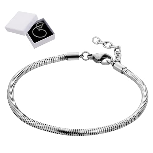 NUOBESTY 1 Satz Schlangenknochenarmband Bettelarmbänder Für Damen Bettelarmbänder Für Mädchen Silbernes Kettenarmband Schlangenarmband Bettelarmband Silberarmband Für Männer Silver Metall von NUOBESTY