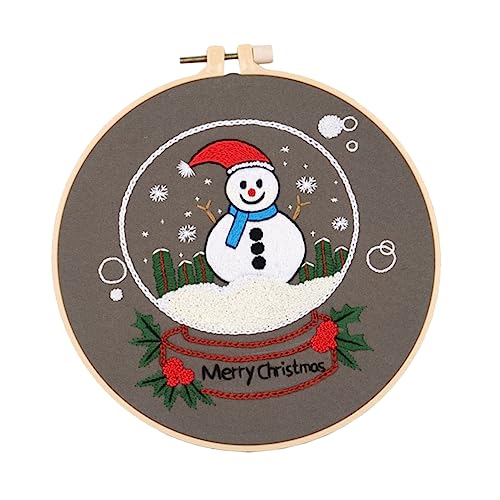 NUOBESTY 1 Satz Stickerei Stickgarn-Kit Goldschmiede-Starterkits Stickpackung Schneemann würfelunterlage photostickomni Weihnachtsstickrahmen Kreuzstichwerkzeuge für den Haushalt Baumwolle von NUOBESTY