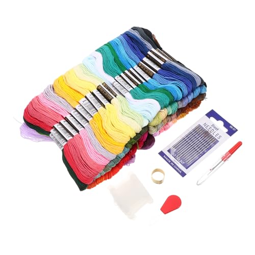 NUOBESTY 1 Satz Stickgarn Stichfaden Nähen Kit zur Herstellung von Tonarmbändern Stickerei Bausatz embroidery bastelzeug sewing accessories Stickfaden Kreuzstichzubehör Rostfreier Stahl von NUOBESTY