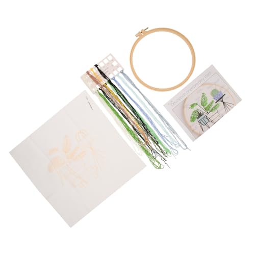 NUOBESTY 1 Satz Stickmaterial Stickwerkzeug Selber Machen Stickzubehör Stanznadel-starter-kits Stickgarn-kit Stickerei-einsteigerset Blumen-kit Kreuzstichpackungen Stickrahmen Kabel von NUOBESTY