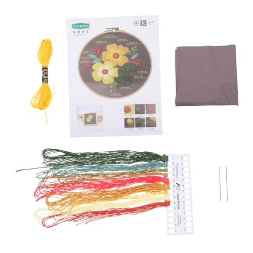 NUOBESTY 1 Satz Stickmaterialpaket embroidery kit wohnungseinrichtung handgestickter Anzug Basteln für Stickkreuz Häkelset DIY-Stickset Stickerei-Kreuzstich Stoff Yellow von NUOBESTY