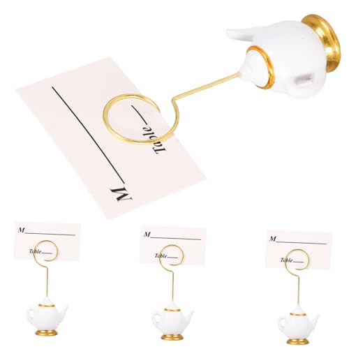 NUOBESTY 1 Satz Teekannen-Sitzclip Foto-Bild-Notiz-Clip Notizkartenhalter bürodekoration geburtstagsgeschenk papierhalter Namens-Tischkartenhalter für Hochzeiten Halter für Fotoclips Harz von NUOBESTY