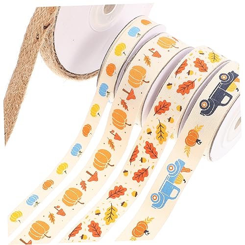 NUOBESTY 1 Satz Thanksgiving-gurtband Ribbon Geschenkband Geschenkboxband Dekorationsband Geschenksband Weißes Band Kürbis-drahtband Verdrahtetes Band Bastelbänder Polyester 5 Rollen von NUOBESTY